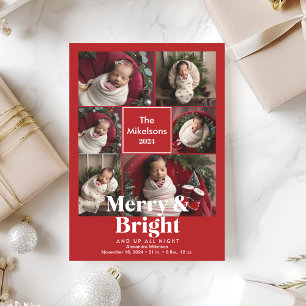 Foto Collage Merry und Bright Birth Ankündigung