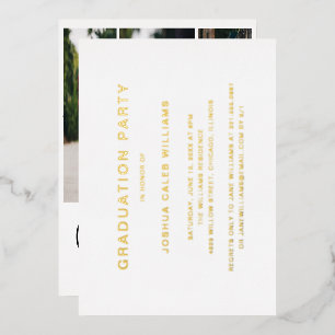 Foto-Collage Minimalistischer Abschlussfeier Gold Folieneinladung
