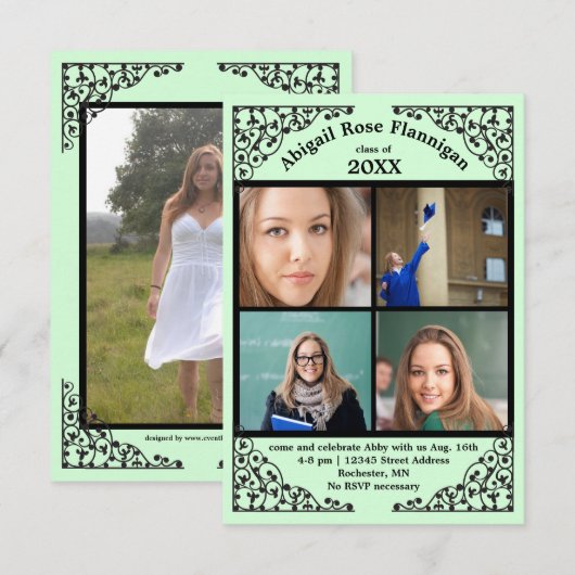 Foto Collage Mint Lace - 3x5 Grad Ankündigung (Vorne/Hinten)