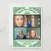 Foto Collage Mint Lace - Abschluss Ankündigung (Vorderseite)