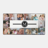 Foto-Collage mit 14 Fotos und schwarzer Monogramm Schreibtischunterlage (Vorderseite)