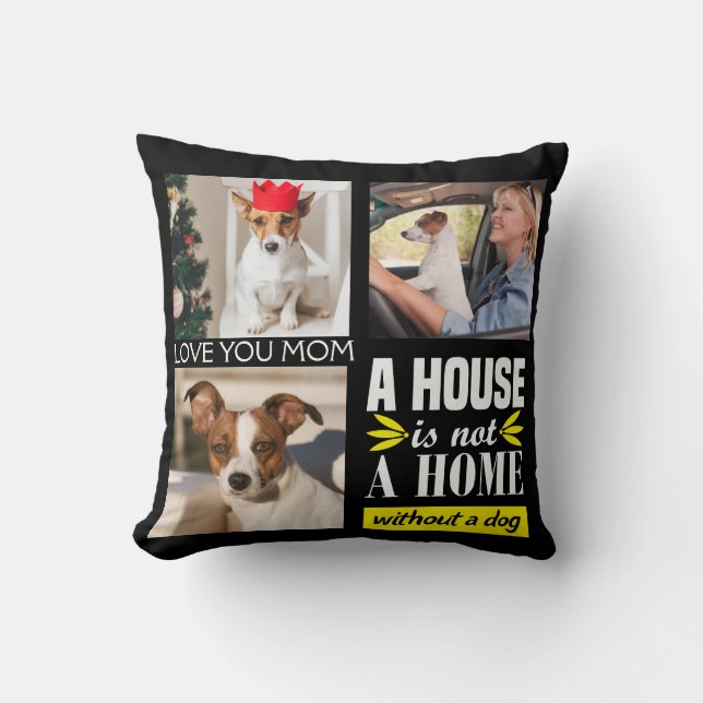 Foto-Collage mit drei Bildern und Hundeziffer Kissen (Vorderseite)