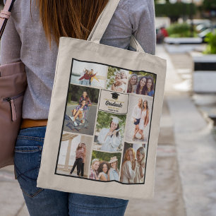 Foto-Collage mit Freunden im Abschlussjahr - Abitu Tragetasche