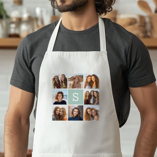 Foto-Collage mit individuellem Monogramm in Mintgr Schürze