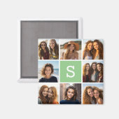 Foto-Collage mit individuellem Monogramm Mintgrün Magnet (Vorderseite/Rückseite)