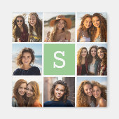 Foto-Collage mit individuellem Monogramm Mintgrün Magnet (Vorne)