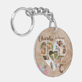 Foto-Collage mit Name und Text in Form eines Herze Schlüsselanhänger (Vorderseite links)