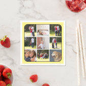 Foto-Collage mit neun Fotos, blassgelber Rand Serviette (Beispiel)