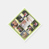 Foto-Collage mit neun Fotos, hellgrüne Grenze Serviette (Ecke)
