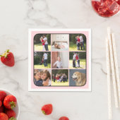 Foto-Collage mit neun Fotos, rot-rosa Grenze Serviette (Beispiel)
