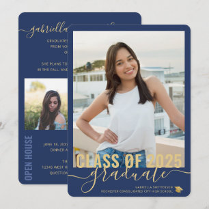 Foto Collage Modern Blue Abschluss Open House Ankündigung