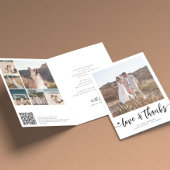 Foto Collage Moderne Schwarz-Weiß Hochzeit Dankeskarte