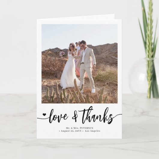 Foto Collage Moderne Schwarz-Weiß Hochzeit Dankeskarte (Vorderseite)