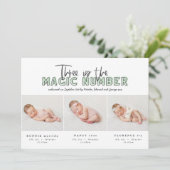 Foto Collage moderne Triole Geburtsankündigung Ankündigung (Stehend Vorderseite)