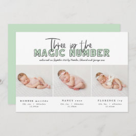 Foto Collage moderne Triole Geburtsankündigung Ankündigung