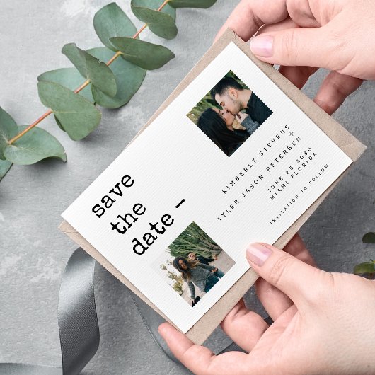 Foto Collage moderne Typografie Hochzeit Save The Date