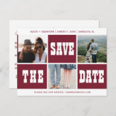 Foto Collage moderne Typografie rett Datum Hochzei Ankündigungspostkarte (Vorne/Hinten)