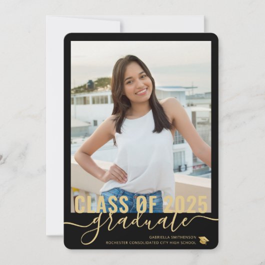 Foto Collage Modernes Black Abschluss Open House Ankündigung (Vorderseite)