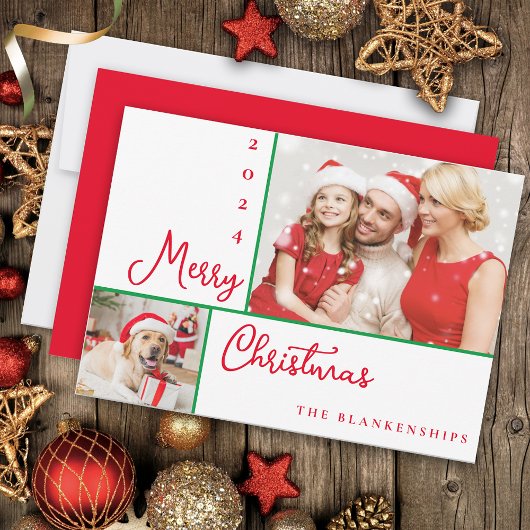 Foto Collage Modernes, rotes Skript Weihnachten