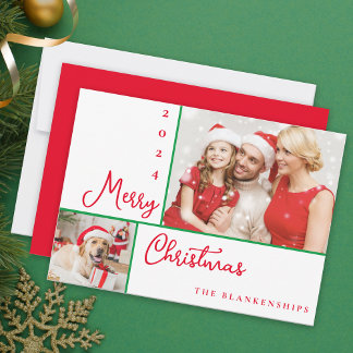 Foto Collage Modernes, rotes Skript Weihnachten