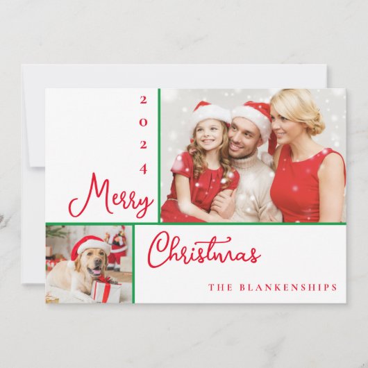 Foto Collage Modernes, rotes Skript Weihnachten (Vorderseite)