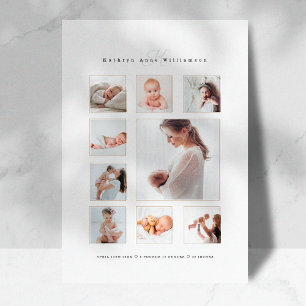 Foto Collage & Monogram Birth Ankündigung