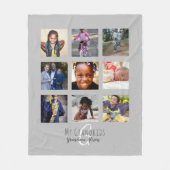 Foto Collage Monogram Großeltern Grandkids Grau Fleecedecke (Vorderseite)