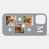 Foto Collage Monogram, Initial Gray Cat Dog Case-Mate iPhone Hülle (Rückseite (Horizontal))