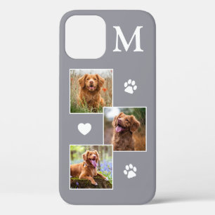 Foto Collage Monogram, Initial Gray Cat Dog Case-Mate iPhone Hülle