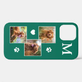 Foto Collage Monogram, Initial Green Cat Dog Case-Mate iPhone Hülle (Rückseite (Horizontal))
