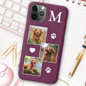 Foto Collage Monogram Initial Magenta Cat Dog Case-Mate iPhone Hülle