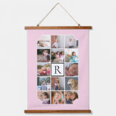 Foto Collage monogramm gekrümmte Ecken rot pink h Wandteppich Mit Holzrahmen (Vorderseite)
