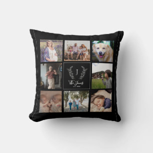 Foto-Collage-Monogramm-Name der Familie 8 elegant Kissen