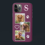 Foto Collage Monogramm Name Magenta Katze Dog Case-Mate iPhone Hülle<br><div class="desc">Jetzt kannst du deinen besten Freund mit dir tragen, wo immer du hingehst mit diesem speziellen Hund Tier Foto iPhone Gehäuse . Diese 3-Foto-Collage mit Herz und Pfoten-Print-Design ist modern, elegant, cool und niedlich. Pfoten mit Foto, Katz-Foto oder einem Haustier mit Pfoten! Personalisieren Sie mit mit Monogramm Initial und fügen...</div>