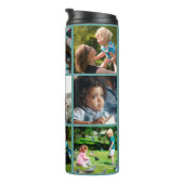 Foto Collage Monogramm personalisiert modern grün Thermosbecher (Nach rechts gedreht)