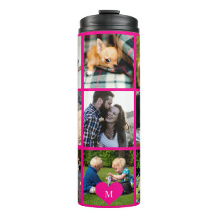Foto Collage Monogramm personalisiert modern rosa Thermosbecher