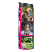 Foto Collage Monogramm personalisiert modern rosa Thermosbecher (Nach rechts gedreht)