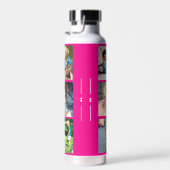 Foto Collage Monogramm personalisiert modern rosa Trinkflasche (Rechts)