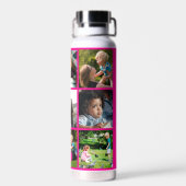 Foto Collage Monogramm personalisiert modern rosa Trinkflasche (Rückseite)