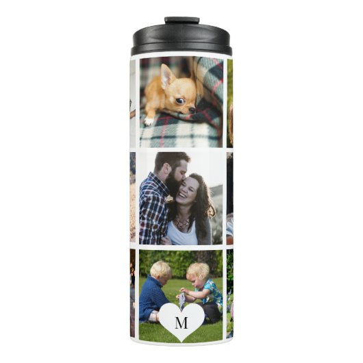 Foto Collage Monogramm personalisiert modern Thermosbecher (Vorderseite)