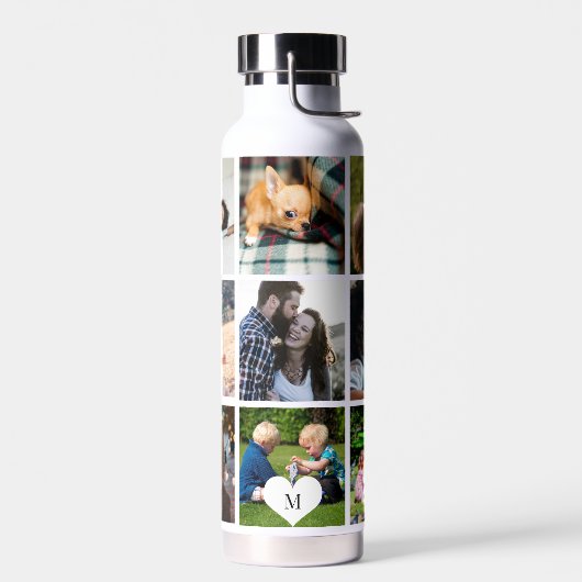Foto Collage Monogramm personalisiert modern Trinkflasche (Links)