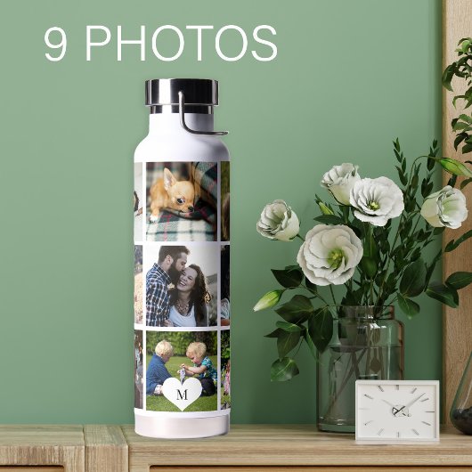 Foto Collage Monogramm personalisiert modern Trinkflasche