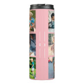 Foto Collage Monogramm personalisiert moderne Rose Thermosbecher (Rückseite)