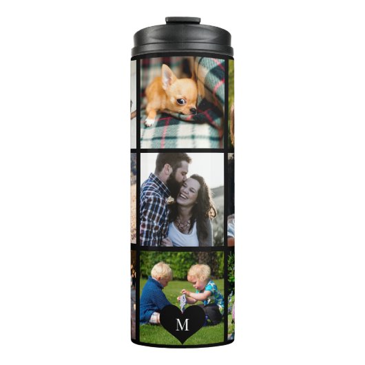 Foto Collage Monogramm personalisiert modernes Sch Thermosbecher (Vorderseite)