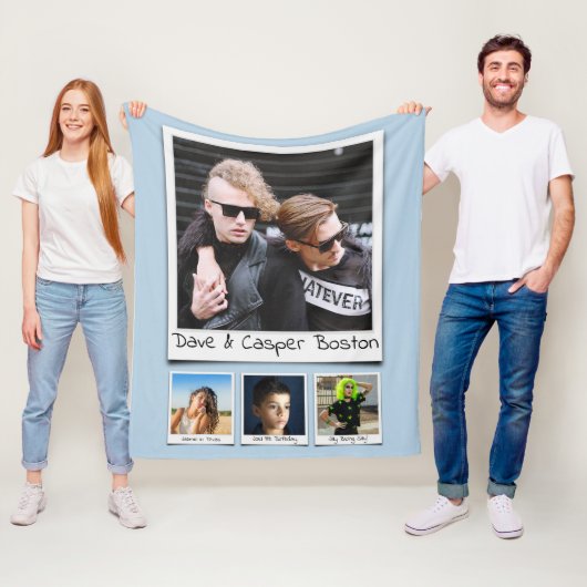 Foto Collage Monogramme Bezeichnung Pulver Blue Me Fleecedecke (Beispiel)