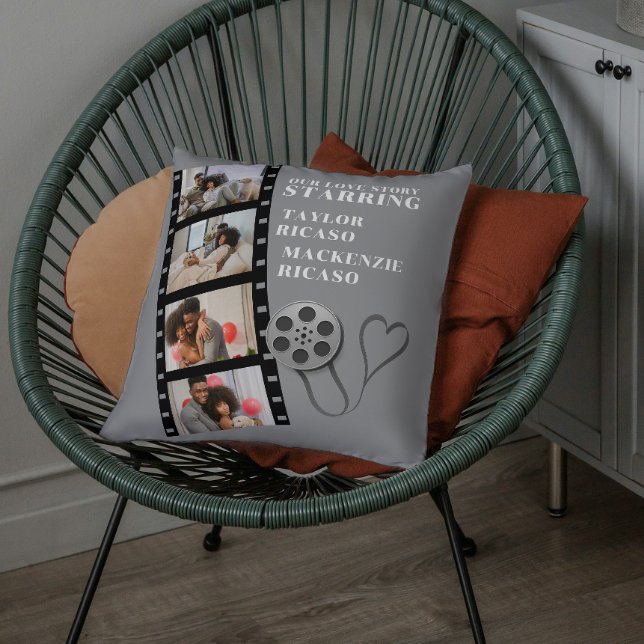 Foto Collage Movie Strip Personalisiert DIY Custom Kissen (Photo Collage Movie Strip Personalized DIY Custom Throw Pillow by Ricaso. Add own text and pics)