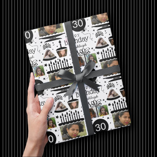 Foto Collage Name 30. Geburtstagsweispapier Geschenkpapier