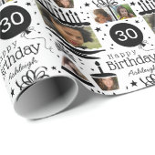 Foto Collage Name 30. Geburtstagsweispapier Geschenkpapier (Rolleneckpunkt)