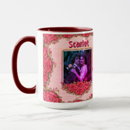 Foto-Collage-Name Valentinstag Floral Kaffee Tasse