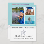 Foto Collage Nautical Aquamarin Blue Starfish Abso Ankündigung (Vorne/Hinten)